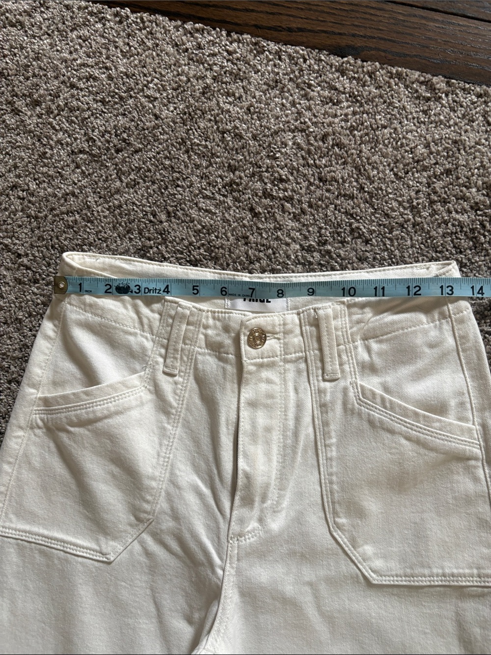 PAIGE Cream Wide-Leg Crop Jeans - Picture 8 of 11